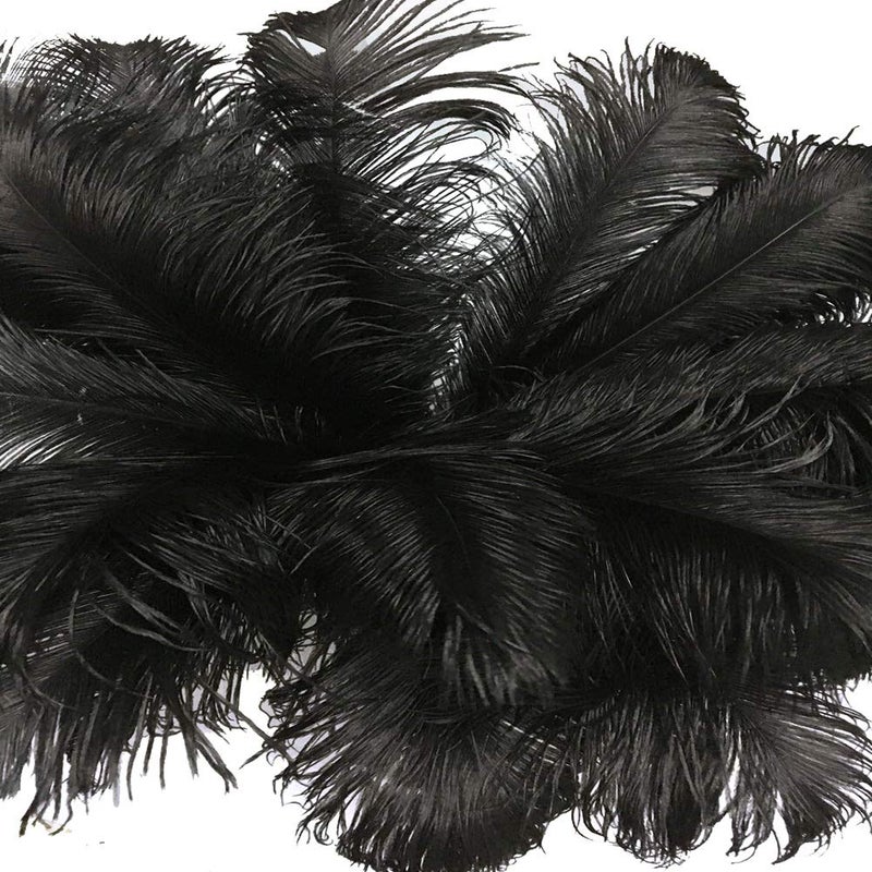 AABABUY 10pcs Ostrich Feathers Close to 18inch for Home Wedding Party Decoration (Black) - Image 1